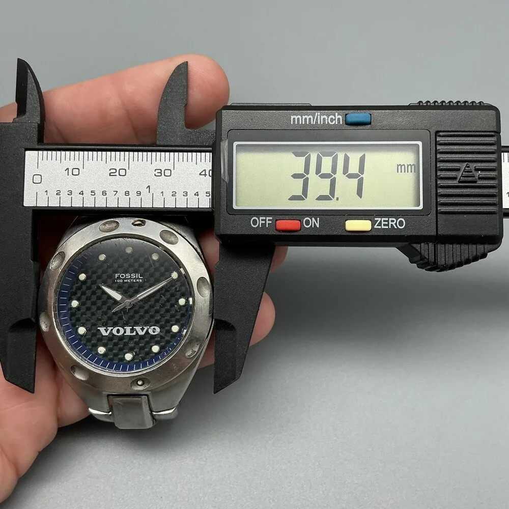 Fossil Volvo JR-5098 Mens Watch 39mm Black Dial Stainless Volvo New Battery 7.5